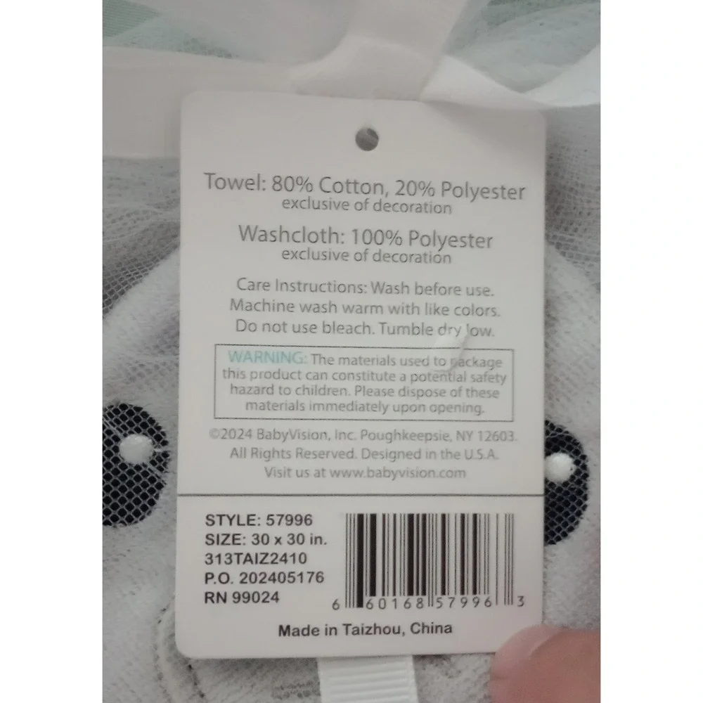 Hudson Baby Elephant Hooded Towel and 5 Washcloths Set Blue Gray 57996 NEW